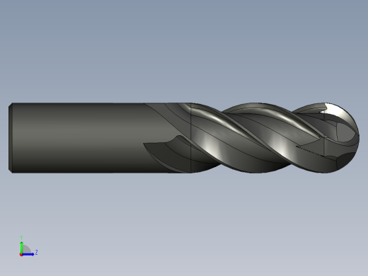 4刃硬质合金球头立铣刀3D模型D20左视缩略图