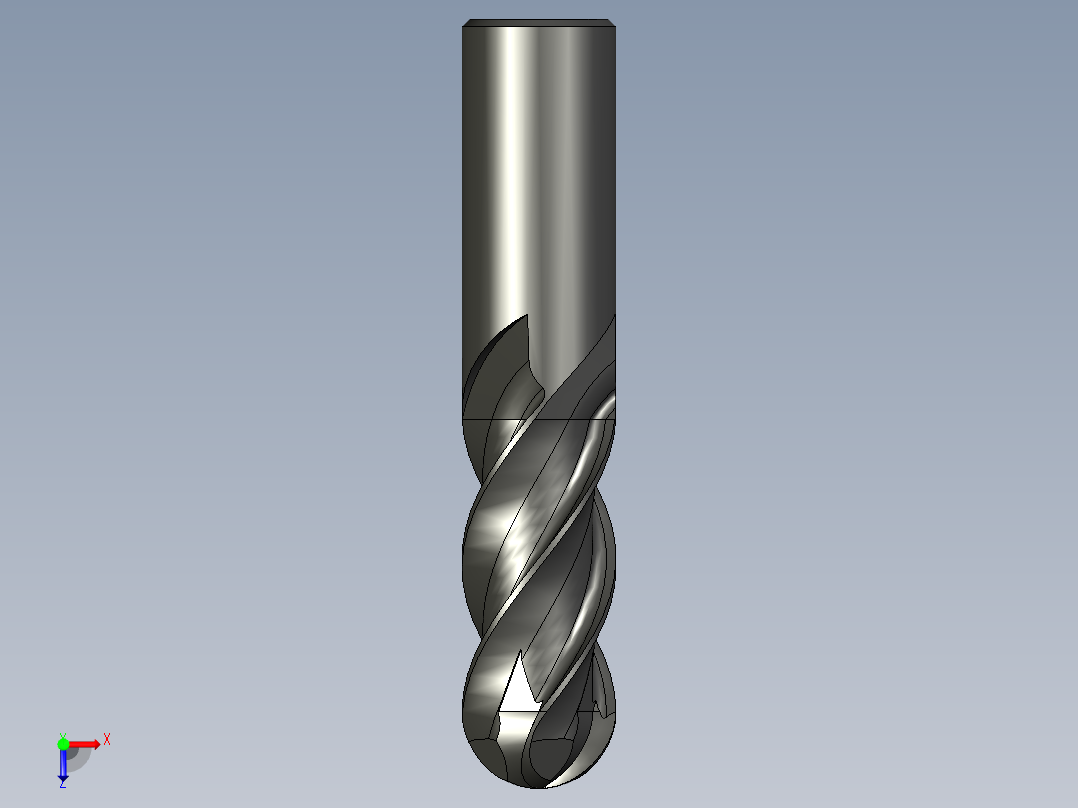 4刃硬质合金球头立铣刀3D模型D20俯视图
