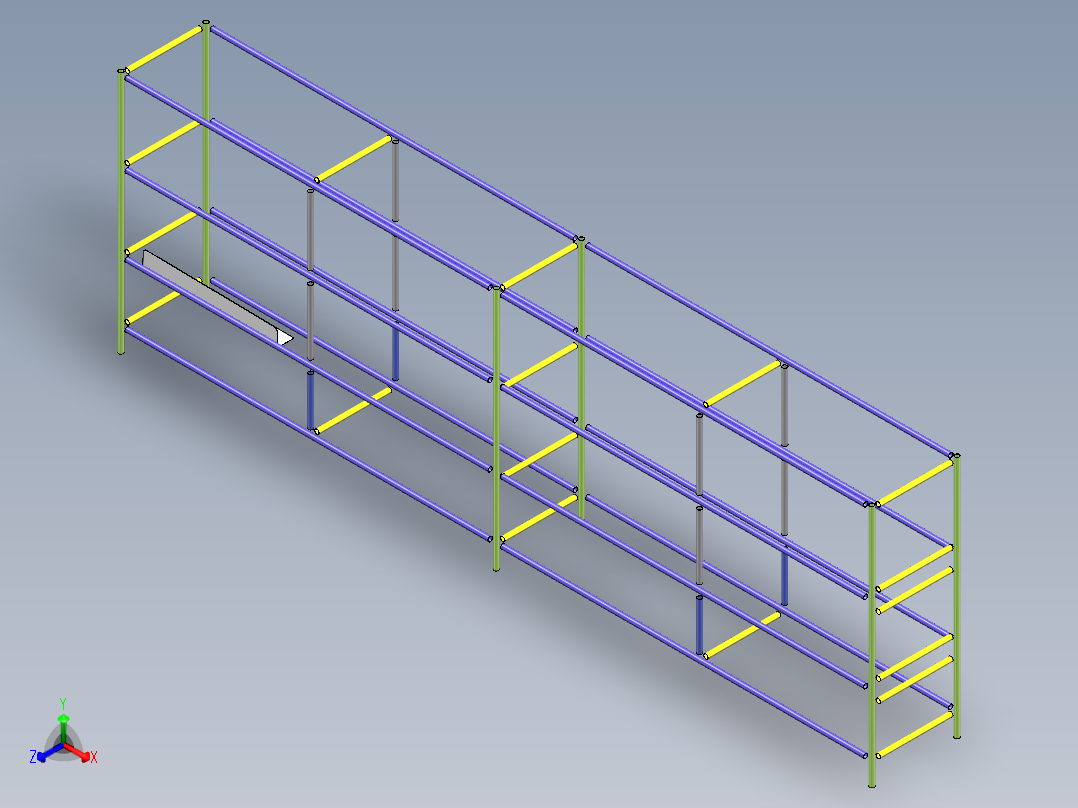 货架、4.5M 精益管流水线正等轴测图