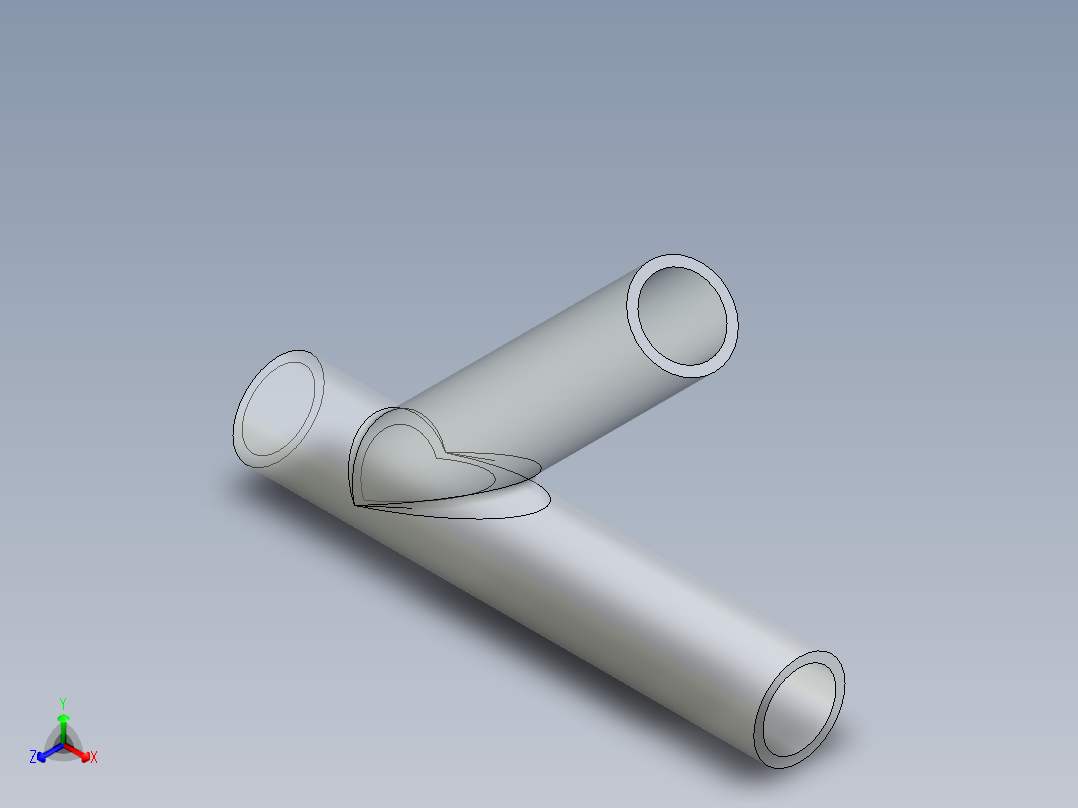 B3004529-三通管正等轴测图