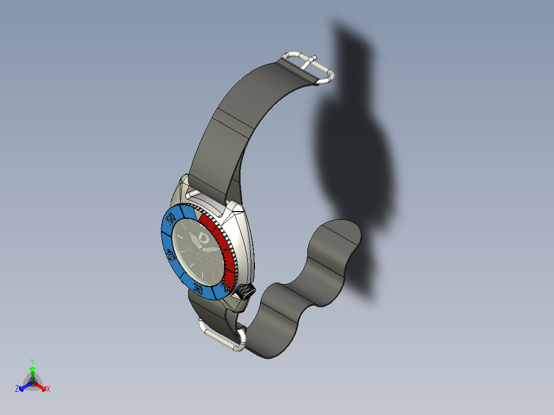 精工（潜水员）防水手表设计正等轴测图