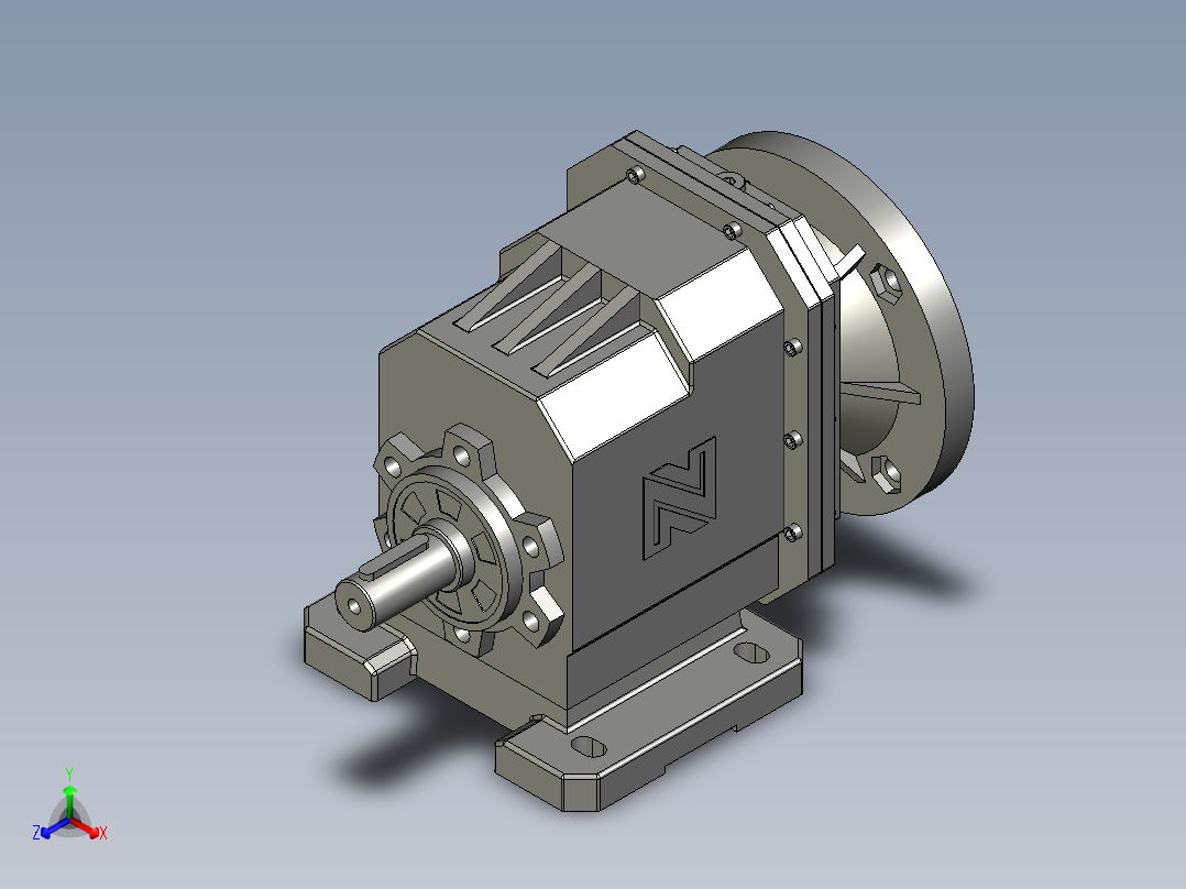 TRC01IEC系列斜齿轮减速机TRC01M01-63B5-382正等轴测图