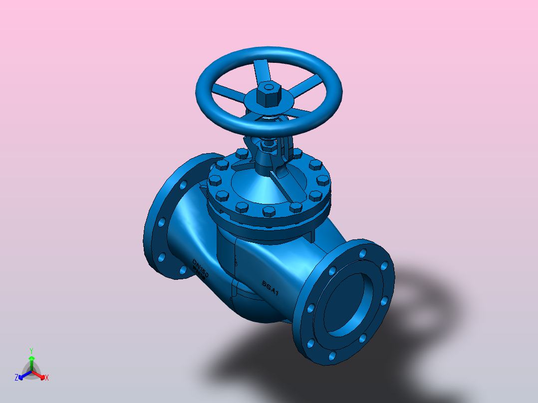 DN125波纹管截止阀正等轴测图