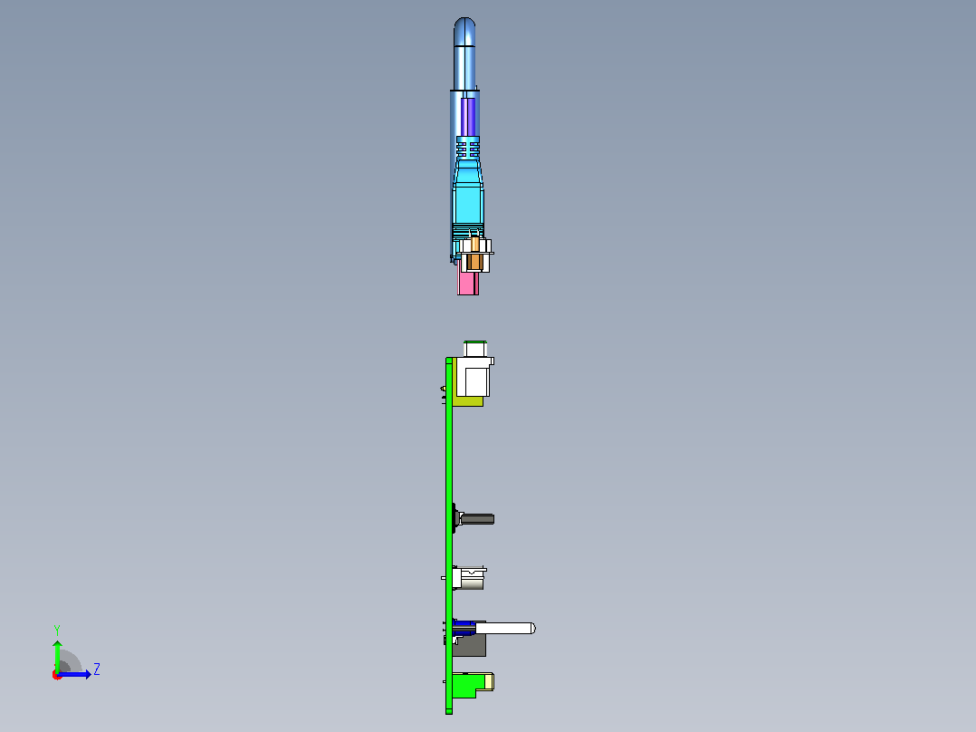 PCB电子元器件集合左视图
