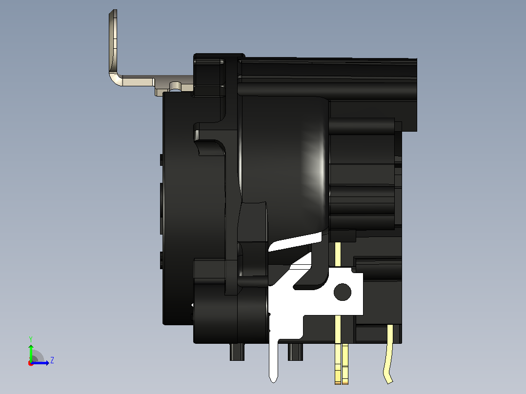 用于PCB NC3FAH2的Neutrik XLR母插头左视图