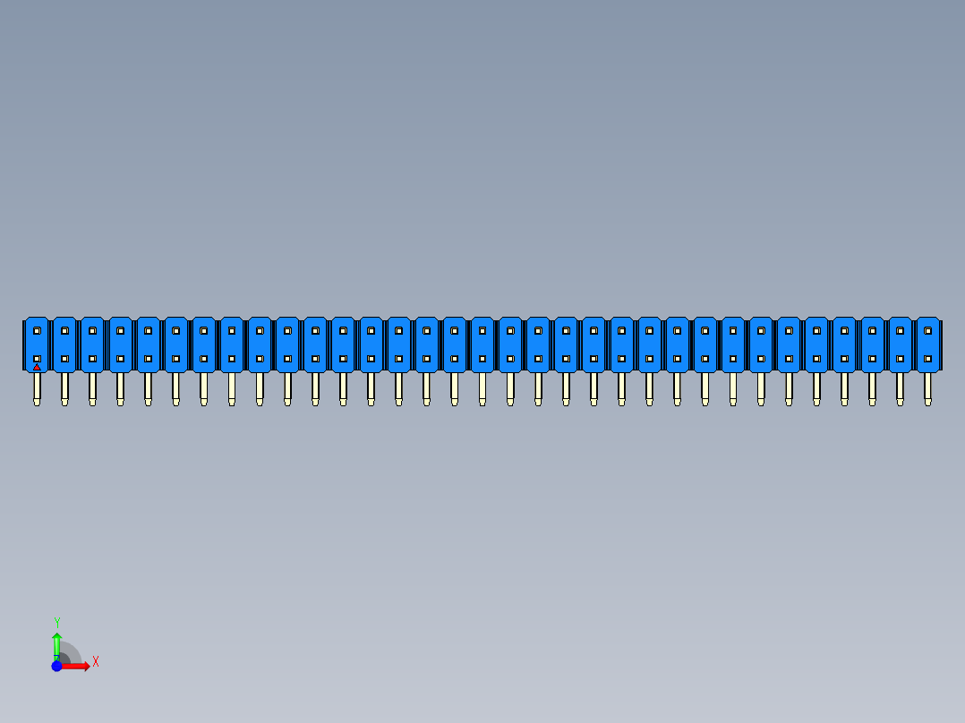 彩色公排针 100mil 2.54mm 系列-DS1022_blue_2x33p_100mil_TypeD_rev1.0前视图