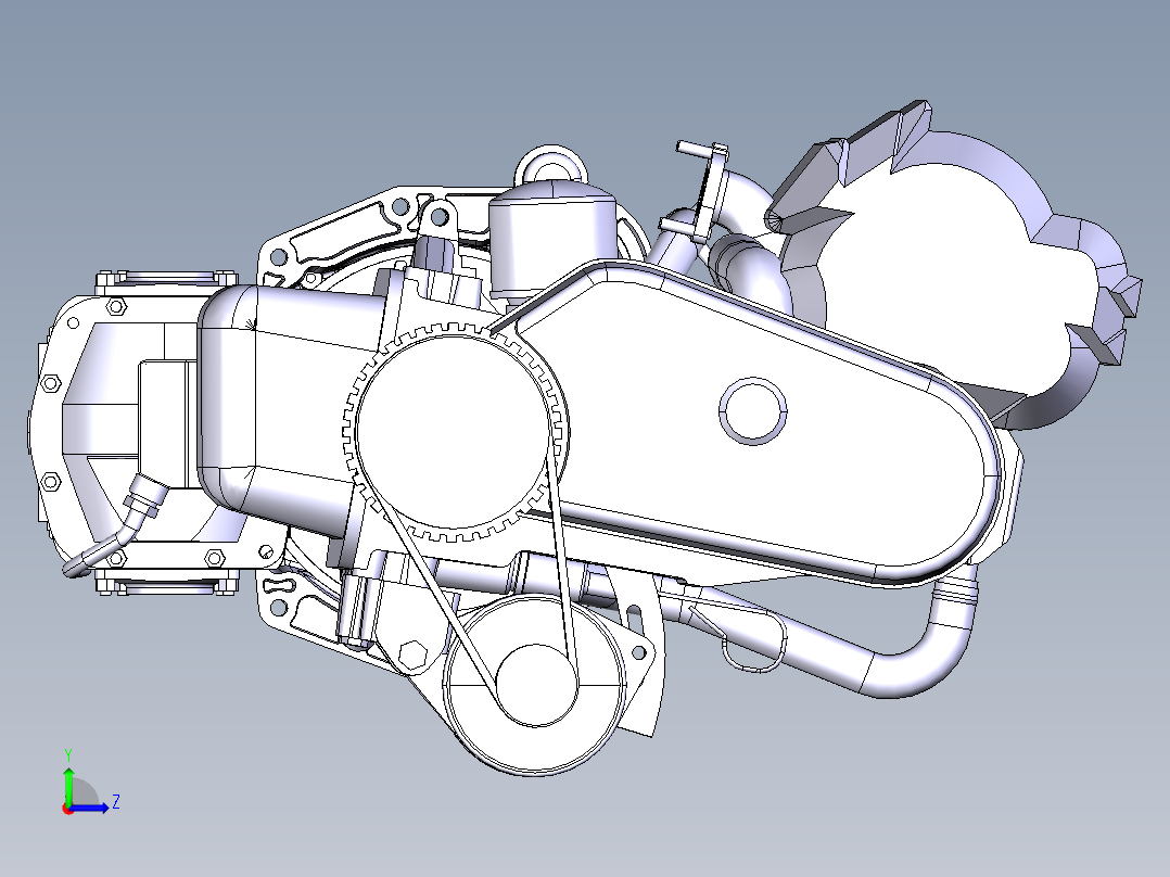 一款发动机离合器变速箱 仅外观左视图