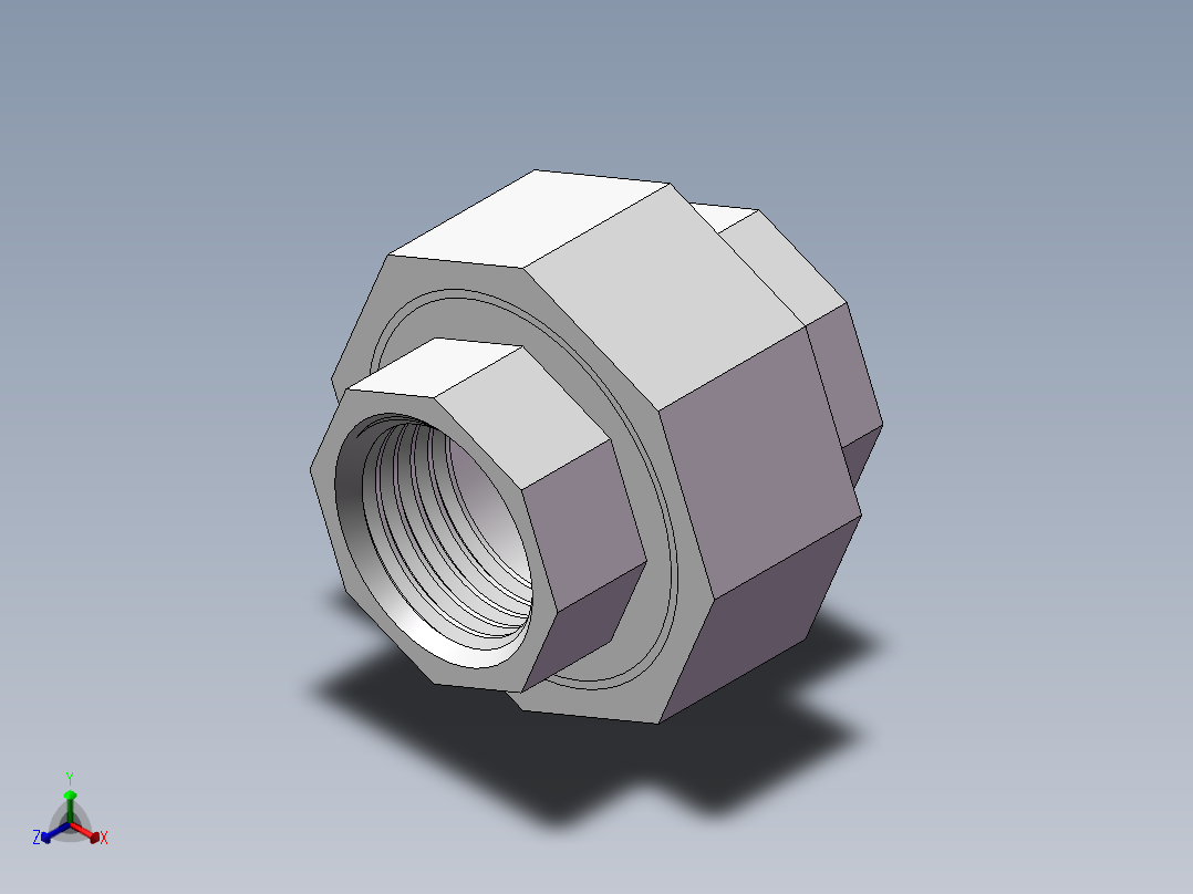 活接-等径内丝直通 DN15正等轴测图