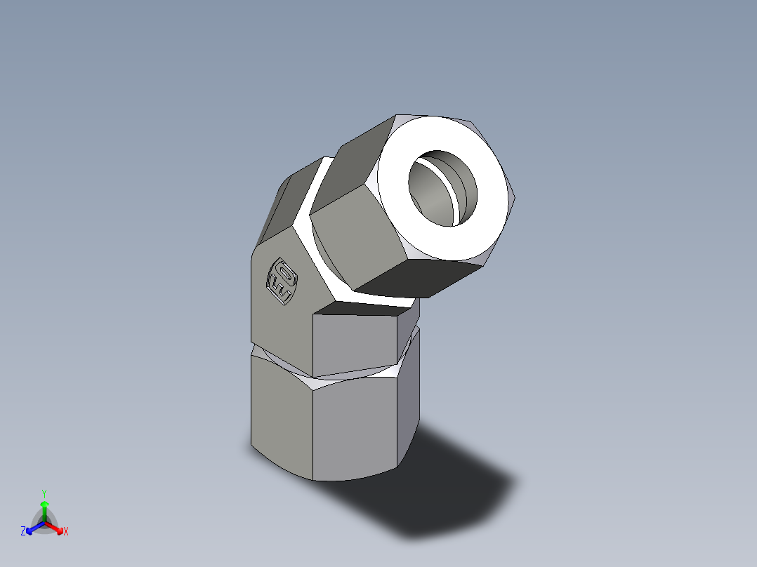 卡套式工业通用硬管接头EO_Swivel_nut_45_deg_elbow_EV10LCF主视图