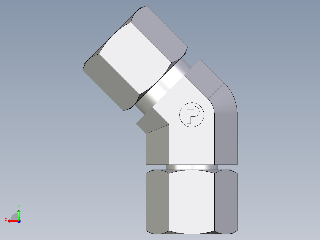 卡套式工业通用硬管接头EO_Swivel_nut_45_deg_elbow_EV10LCF后视图