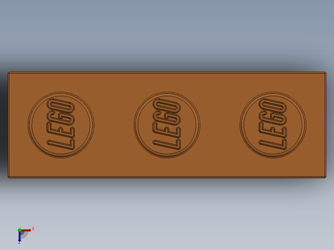 乐高套装 4421基本积木-4118787 - 3622 Bright Orange Brick 1 x 3.SLDPRT俯视图