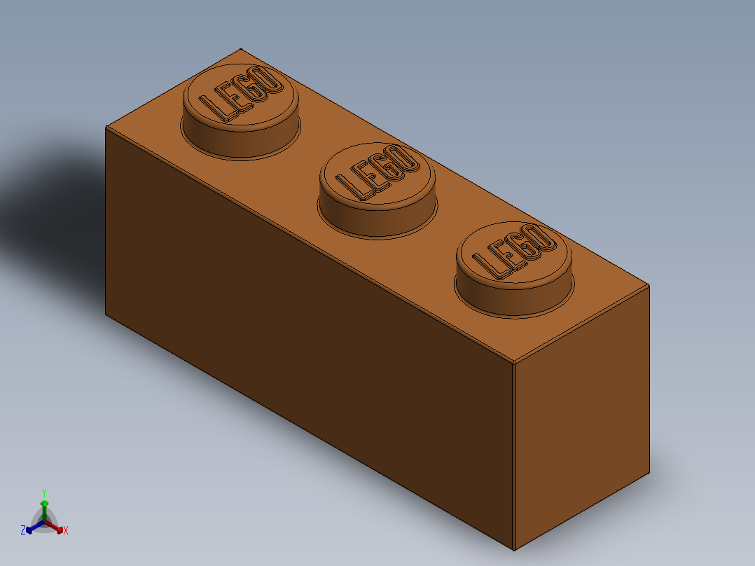 乐高套装 4421基本积木-4118787 - 3622 Bright Orange Brick 1 x 3.SLDPRT正等轴测图