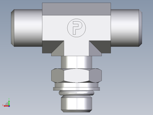 卡套式工业通用硬管接头EO_Adjustable_locknut_branch_tee_TEE06LMOROMDCF后视缩略图