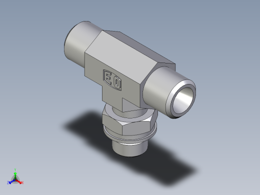卡套式工业通用硬管接头EO_Adjustable_locknut_branch_tee_TEE06LMOROMDCF正等轴测缩略图