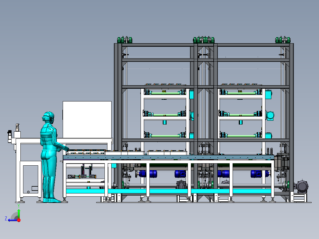 PCB老化线sw17可编辑右视图