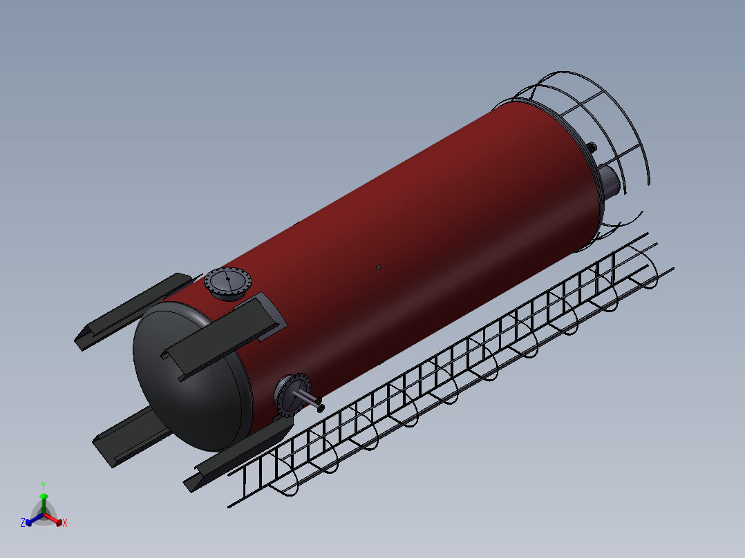 压力容积、立式储油罐正等轴测图