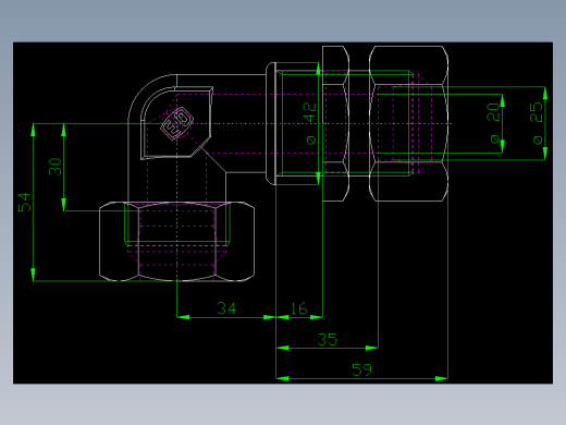 PARKER管接头EO Bulkhead elbow WSV25SMS(16)_front
