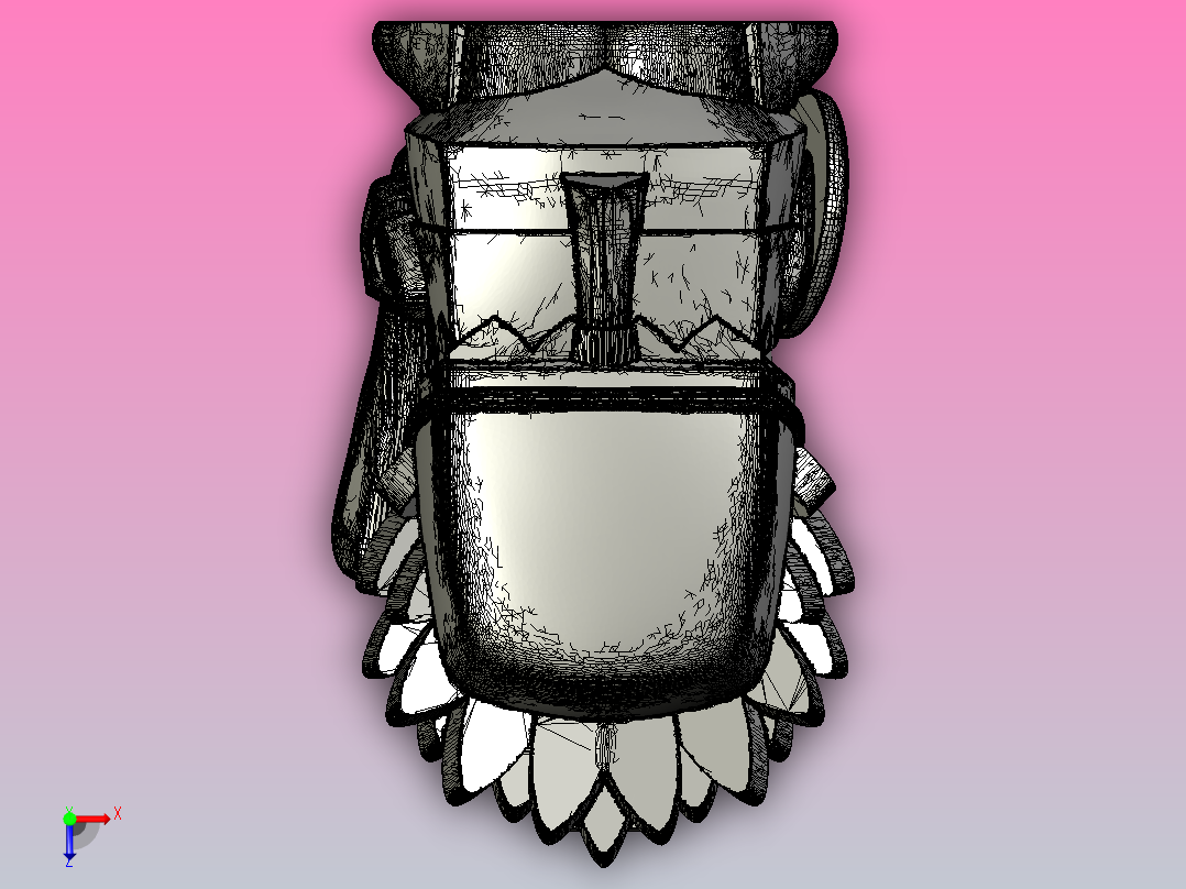 阿兹特克人（Aztec）首领 3D模型 stl文件俯视图