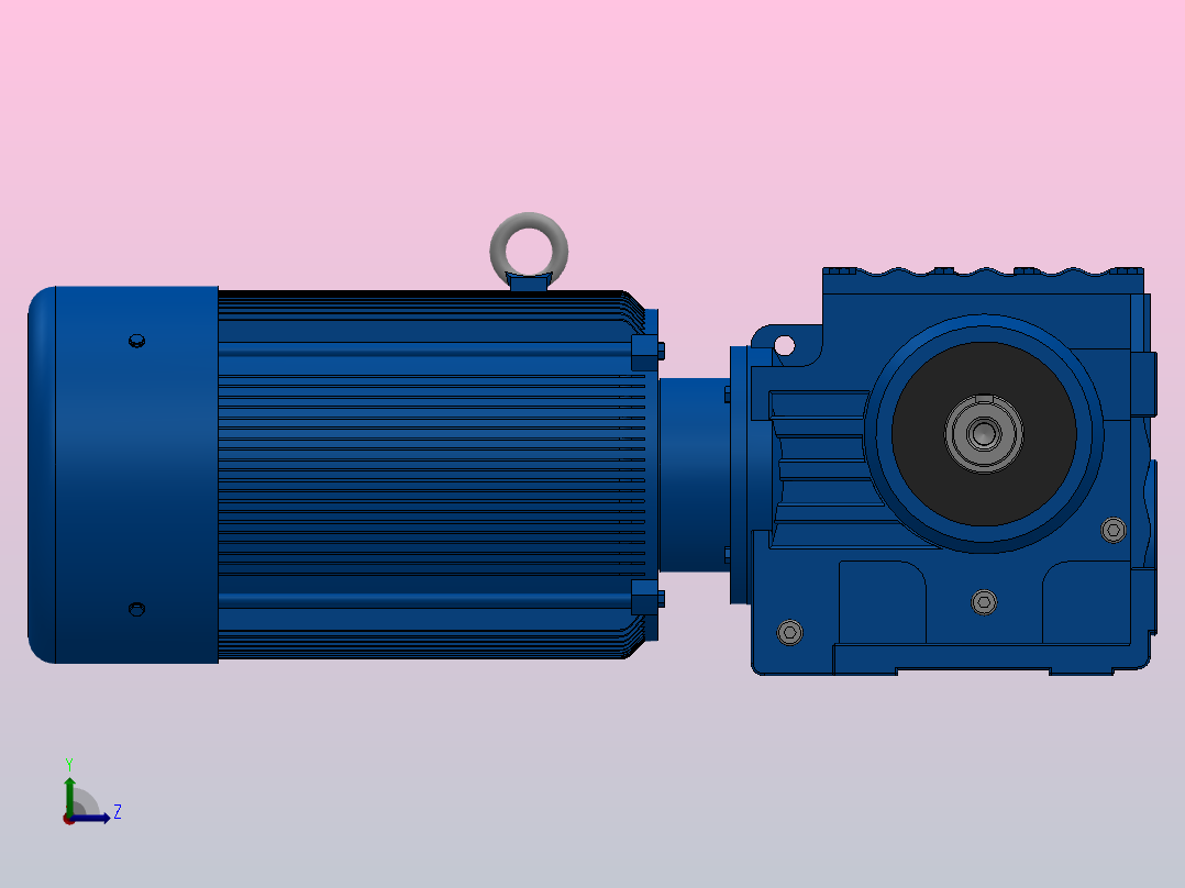 S57底脚轴伸式安装斜齿-蜗轮蜗杆减速机S57-YV0.55-6P-35.2-M1-0°-B左视图