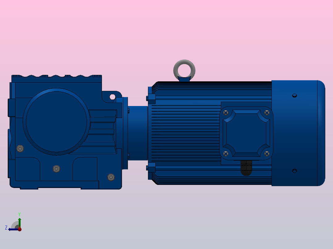 S57底脚轴伸式安装斜齿-蜗轮蜗杆减速机S57-YV0.55-6P-35.2-M1-0°-B右视图