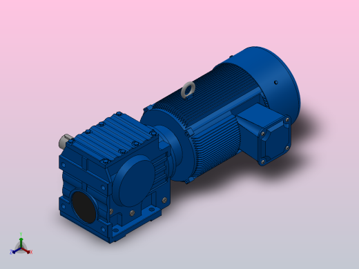 S57底脚轴伸式安装斜齿-蜗轮蜗杆减速机S57-YV0.55-6P-35.2-M1-0°-B正等轴测缩略图