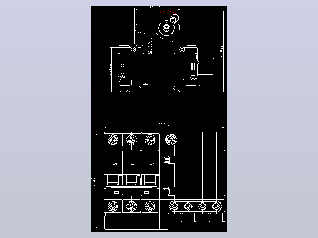 NBHLE-63 3P&amp;N剩余电流动作断路器外形安装尺寸图202202