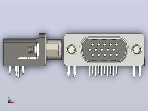 VGA-DB15型公母接口连接器3D图纸+Solidworks设计+附STEP前视缩略图