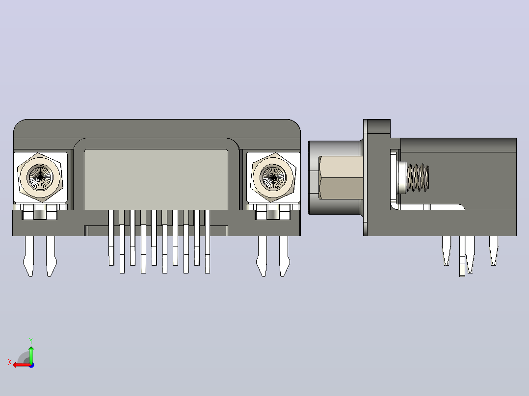 VGA-DB15型公母接口连接器3D图纸+Solidworks设计+附STEP后视图