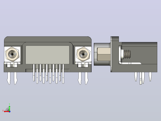VGA-DB15型公母接口连接器3D图纸+Solidworks设计+附STEP后视缩略图