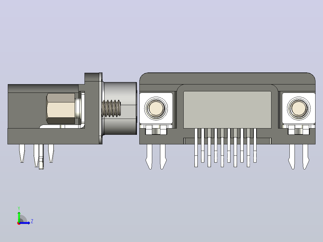 VGA-DB15型公母接口连接器3D图纸+Solidworks设计+附STEP左视图