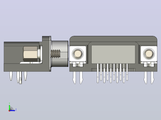VGA-DB15型公母接口连接器3D图纸+Solidworks设计+附STEP左视缩略图