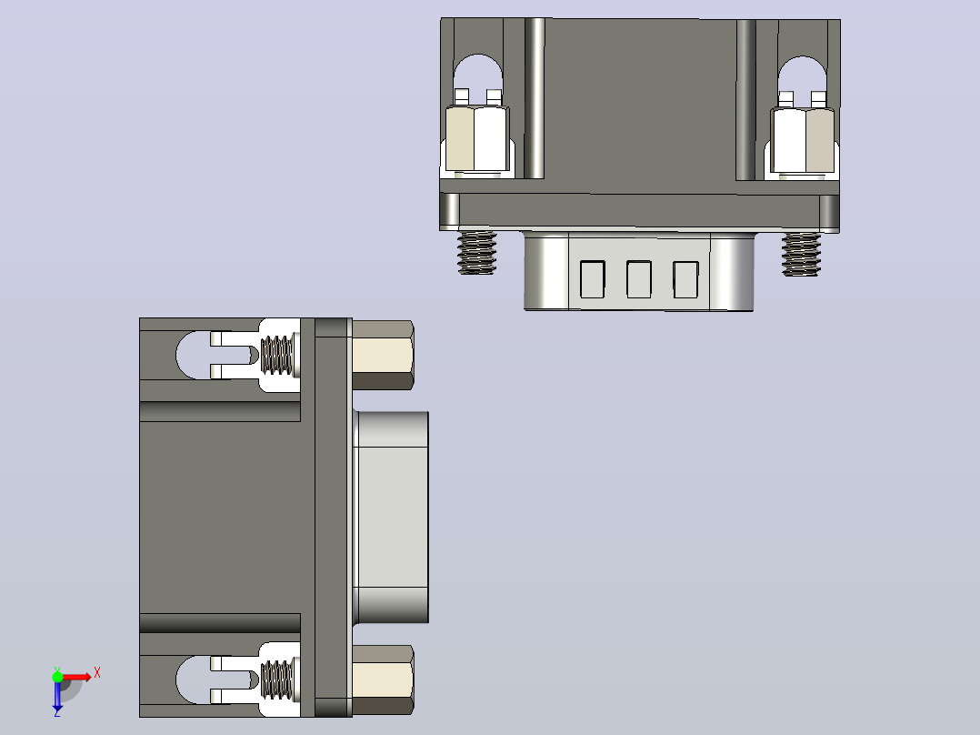 VGA-DB15型公母接口连接器3D图纸+Solidworks设计+附STEP俯视图