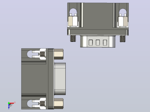 VGA-DB15型公母接口连接器3D图纸+Solidworks设计+附STEP俯视缩略图