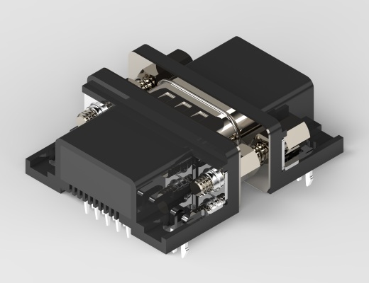 VGA-DB15型公母接口连接器3D图纸+Solidworks设计+附STEP缩略图