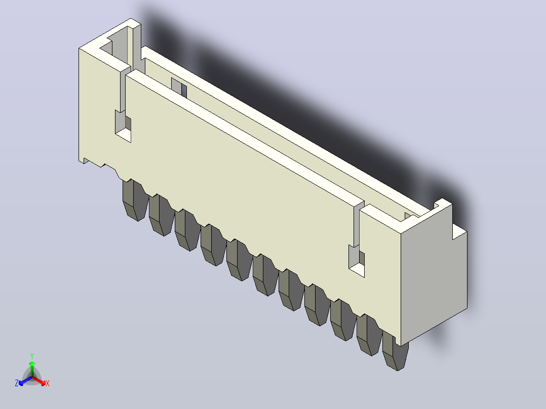 短款型直插头JST connector 1x11  P1.25mm thru hole wafer A2主视图