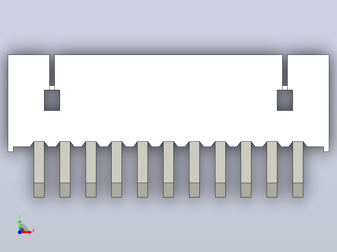 短款型直插头JST connector 1x11  P1.25mm thru hole wafer A2前视图