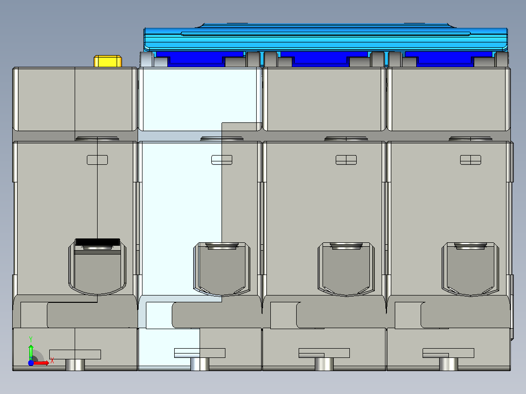 NXBLE-125G 3P&amp;N剩余电流动作断路器三维模型202307前视图