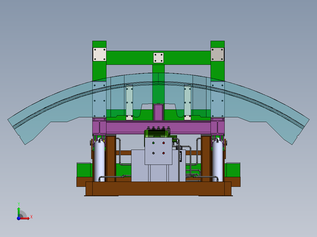 180度液压翻转机（sw16可编辑+工程图）前视图