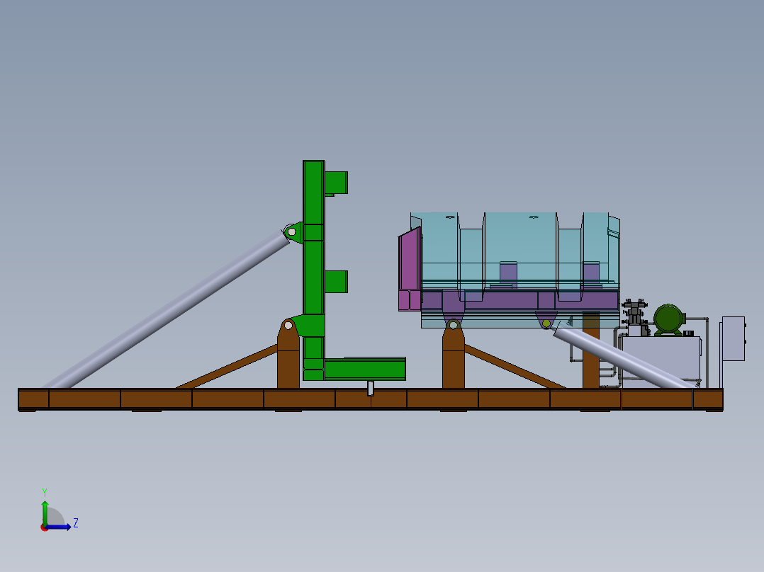 180度液压翻转机（sw16可编辑+工程图）左视图