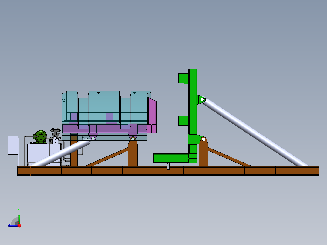 180度液压翻转机（sw16可编辑+工程图）右视图