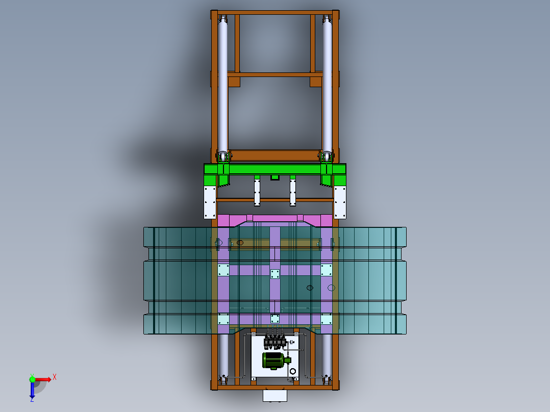 180度液压翻转机（sw16可编辑+工程图）俯视图