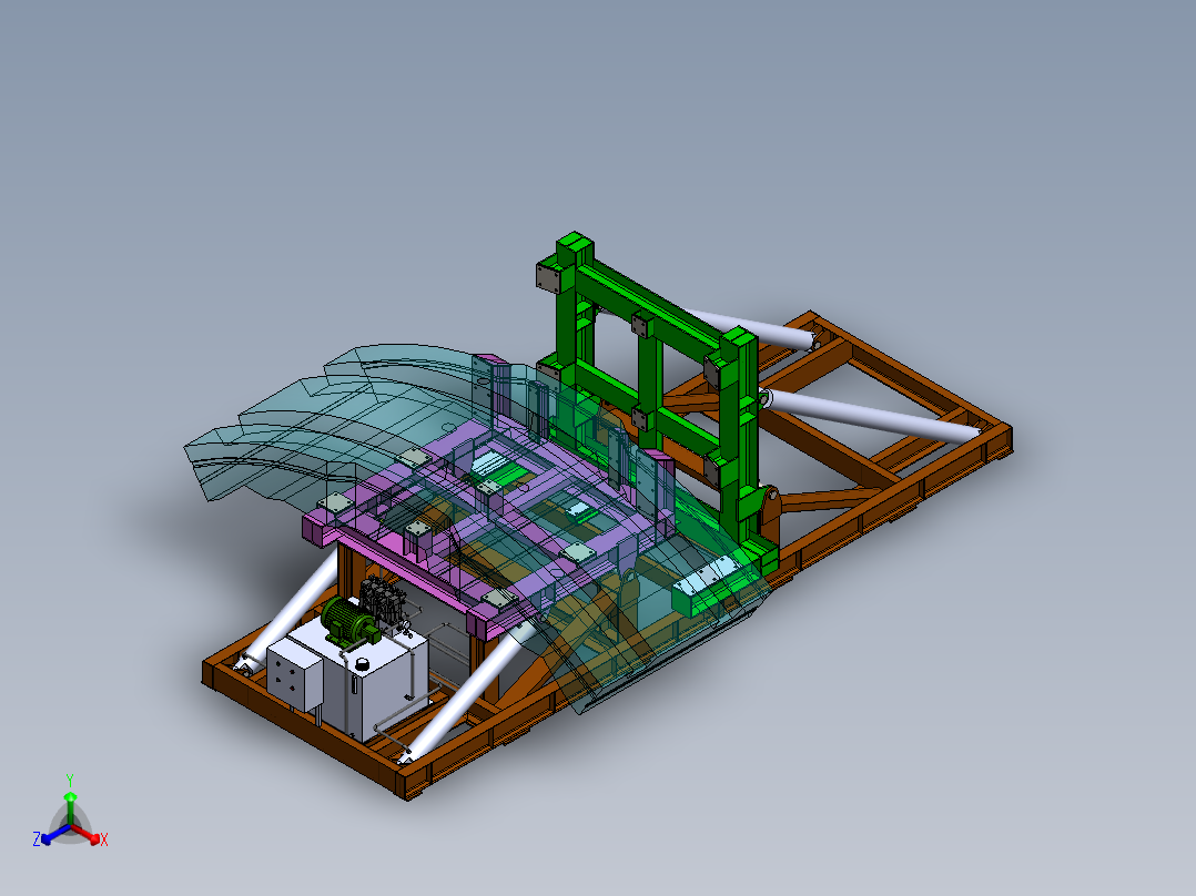 180度液压翻转机（sw16可编辑+工程图）正等轴测图