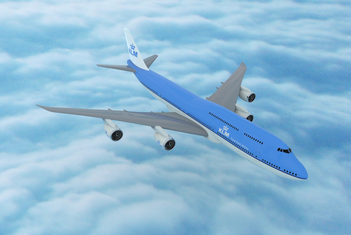 波音Boeing-747 8-klm飞机简易模型3D图纸 STP IGS格式