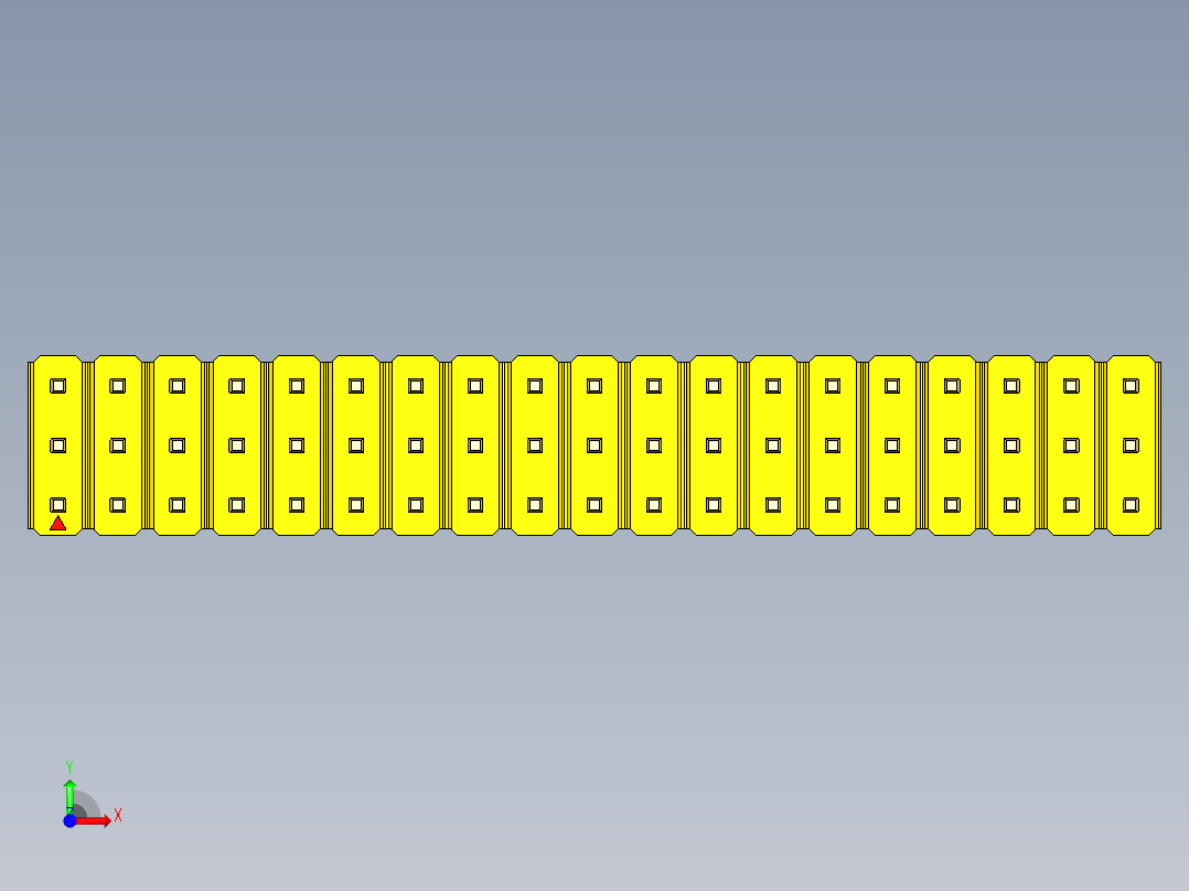 彩色公头100mil（2.54mm）系列-DS1021_yellow_3x19p_100mil_Type5_rev1.0前视图