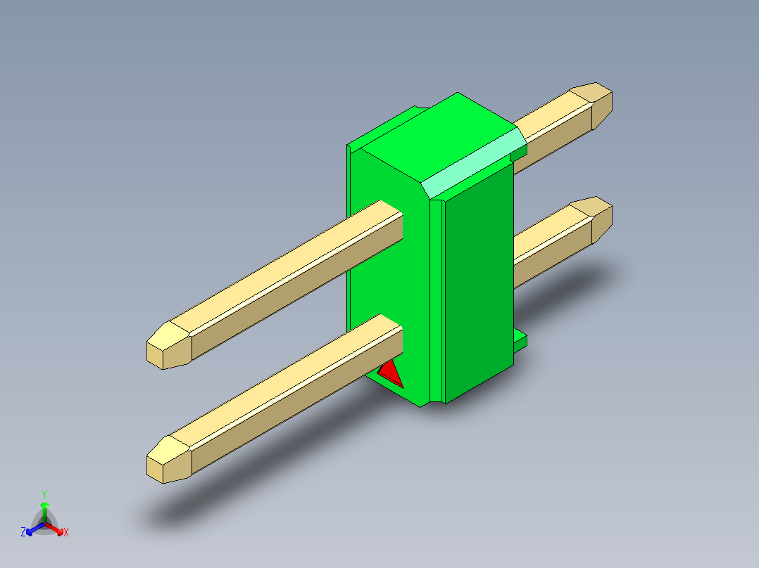 彩色公头100mil（2.54mm）系列-DS1021_green_2x01p_100mil_Type1_rev1.0主视图