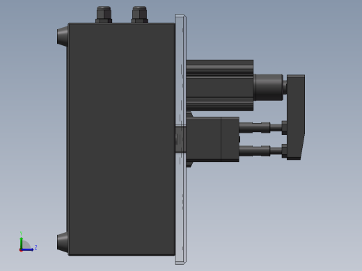 SolidWorks气动顶出机设计图纸左视缩略图