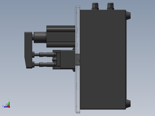 SolidWorks气动顶出机设计图纸右视缩略图