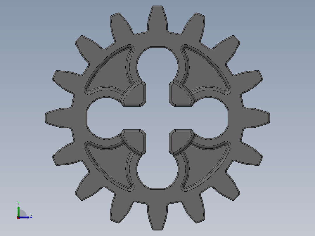 4019 - 4562487 - 4211563 Medium Stone Grey Technic Gear 16 Tooth.SLDPRT左视图