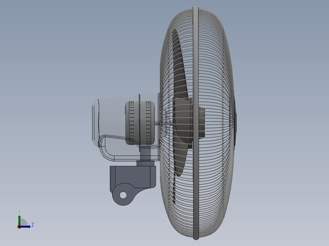 某型摇头电风扇的设计左视图