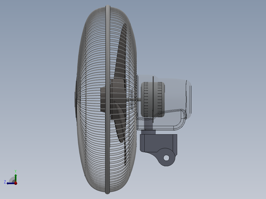 某型摇头电风扇的设计右视图